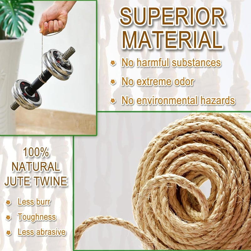 CHIAFFI 6mm Jute Twine String, 164 Feet 4 Ply Thick Heavy Duty Twine Rope for Crafts, Cat Scratching Post, Cats Toy Making, Gardening Plant, Packing, Bundling, Christmas, Wedding Decor - Image 3